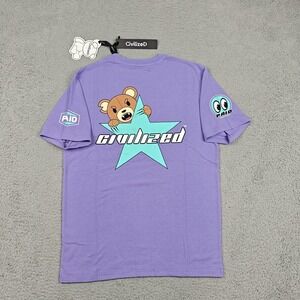 CivilizeD Shirt Mens Small Purple Bear Star Arabic Graphic Tee Streetwear New
